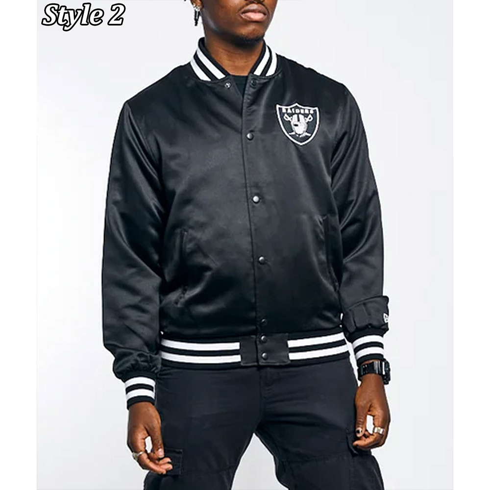 Wordmark Las Vegas Raiders Black Satin Jacket - Image 8