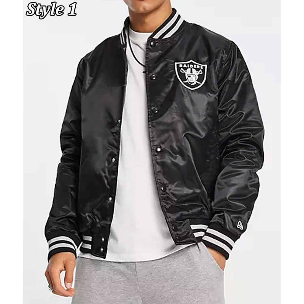 Wordmark Las Vegas Raiders Black Satin Jacket - Image 17