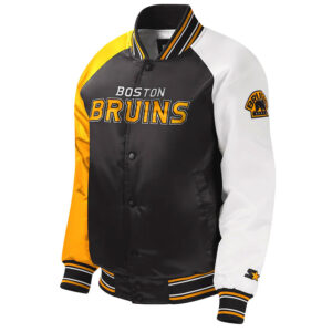 Youth Boston Bruins Black Varsity Full-Snap Satin Jacket