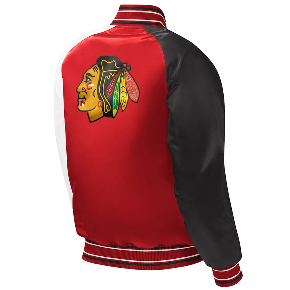 Youth Chicago Blackhawks Red Varsity Satin Jacket - Image 2